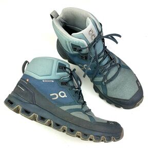On Women’s Cloudrock Mid Waterproof Hiking Shoes Boots CloudTec Glacier Blue 10